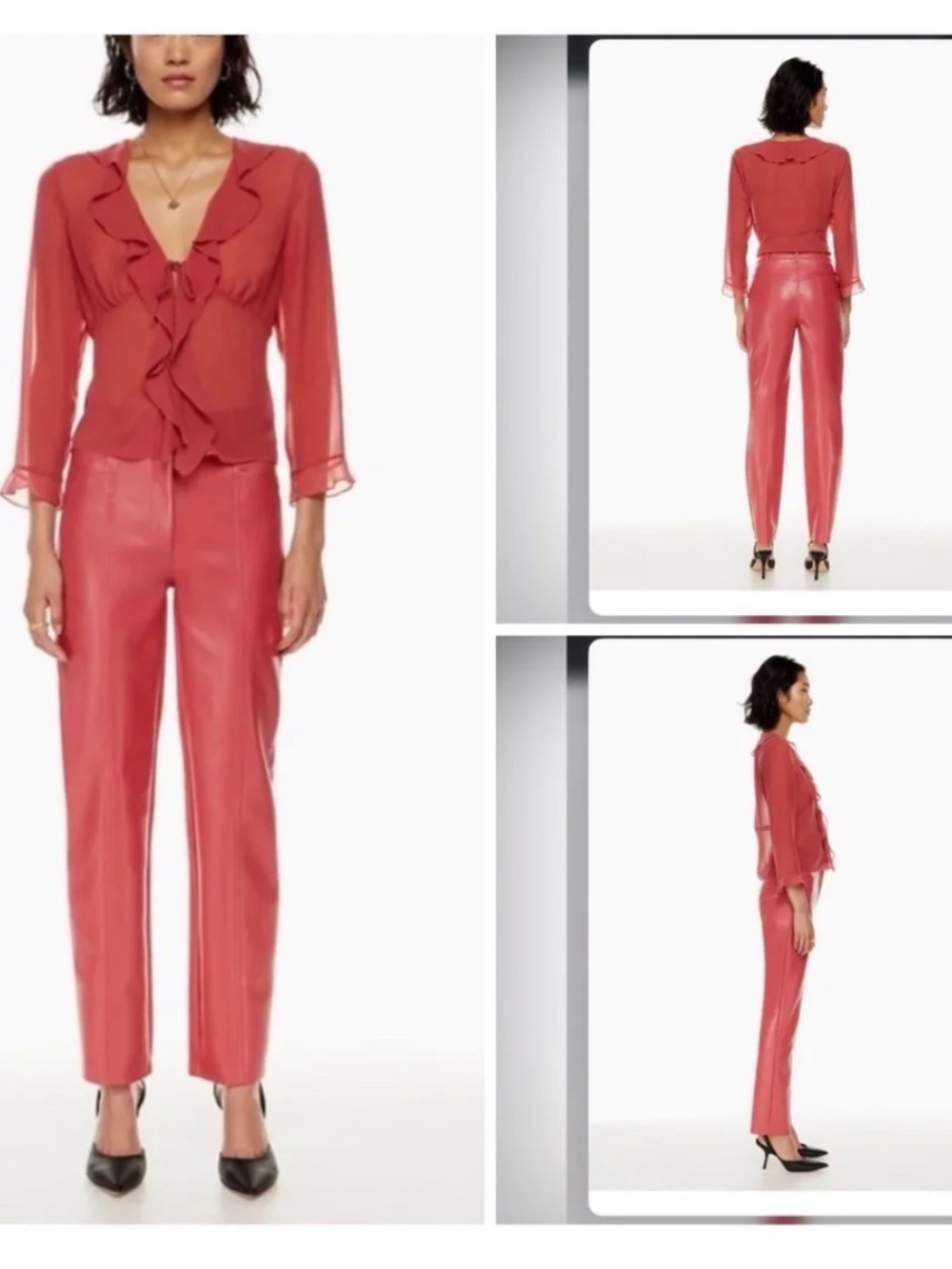 Aritzia - Wilfred - Rebel structured faux leather pant in Rosy Red